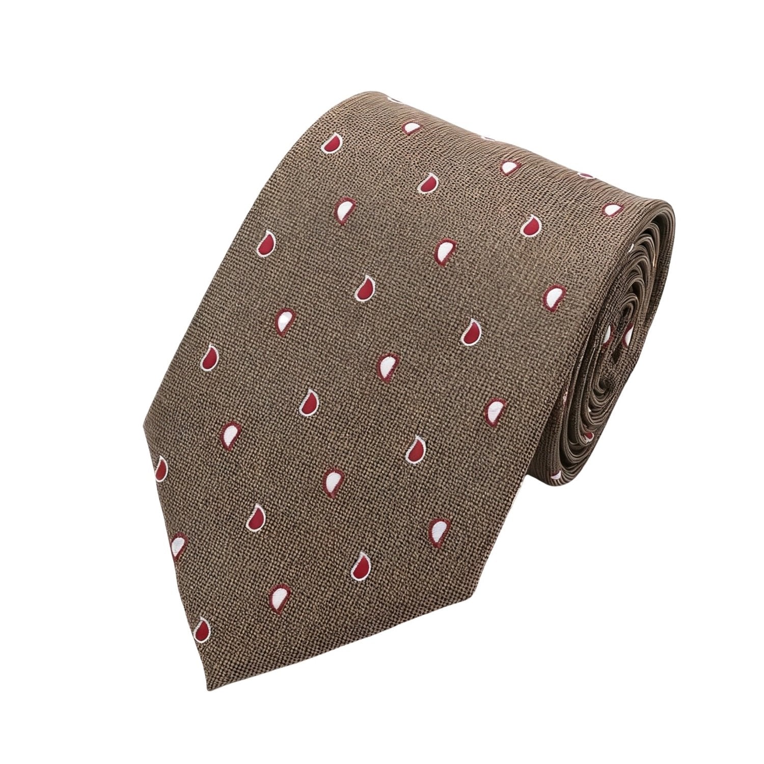 Brown With Red Teardrop Necktie
