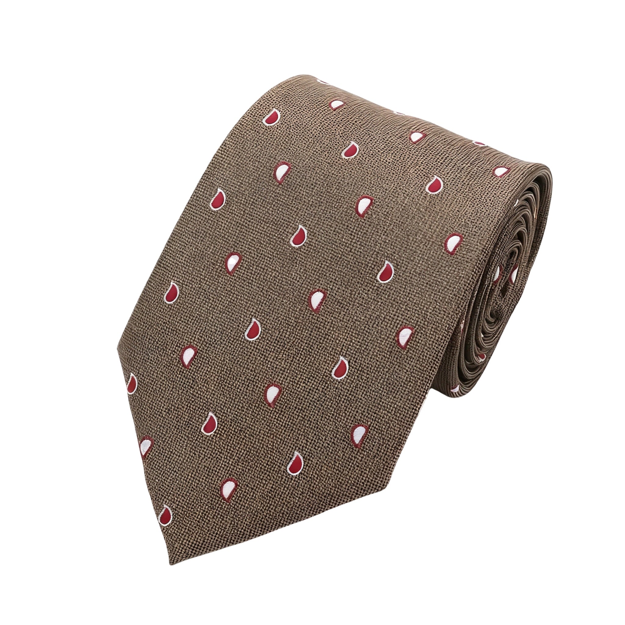 Brown Red Teardrop Necktie