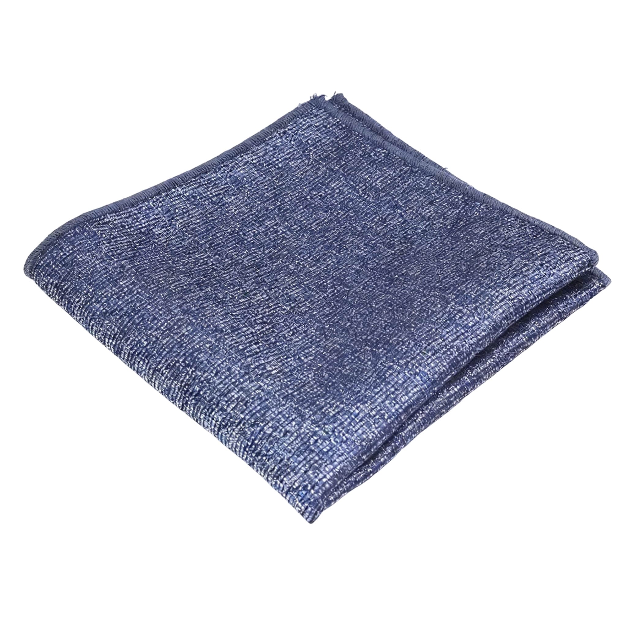 Navy Blue Silver Textured Pocket Square