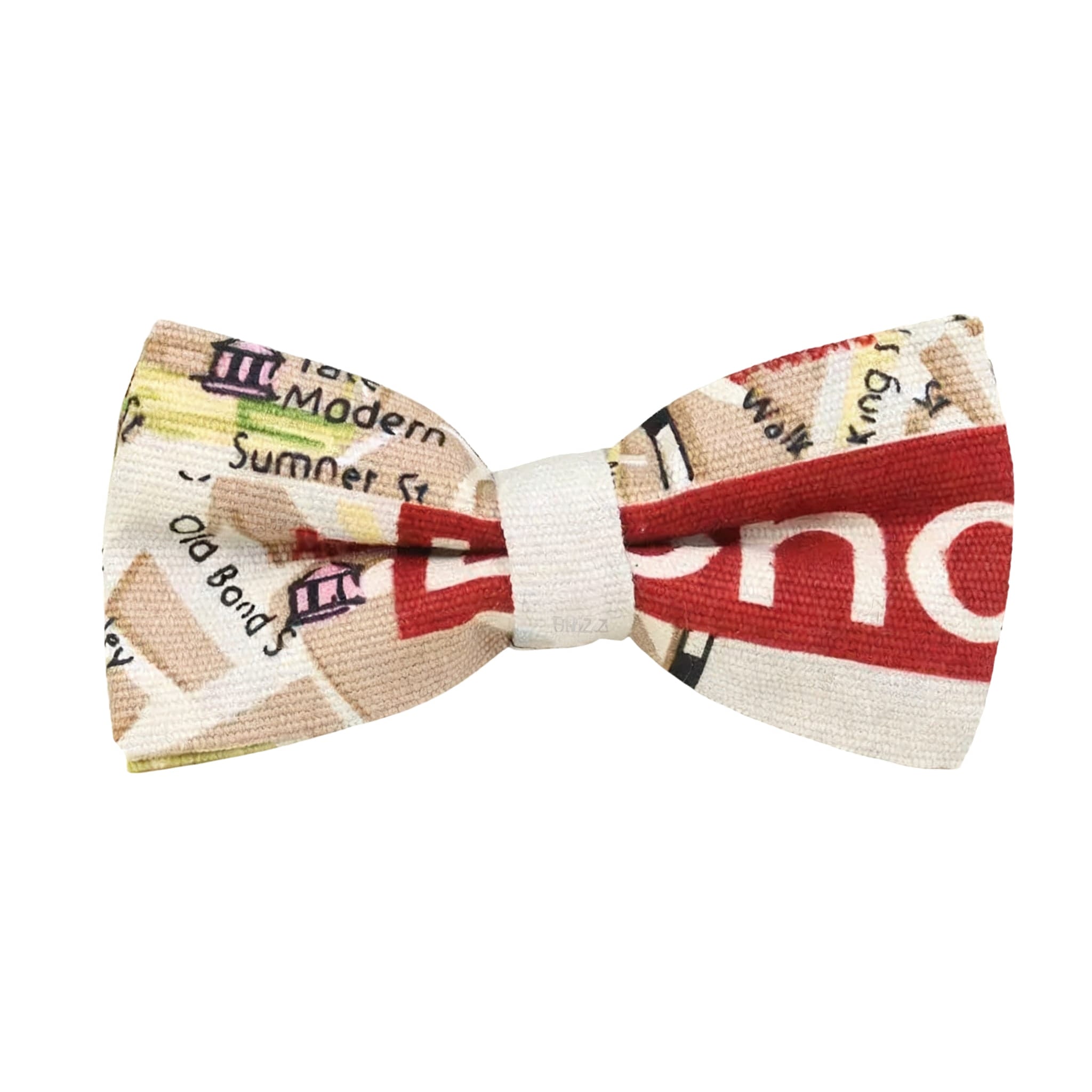 Beige London Map Bow Tie