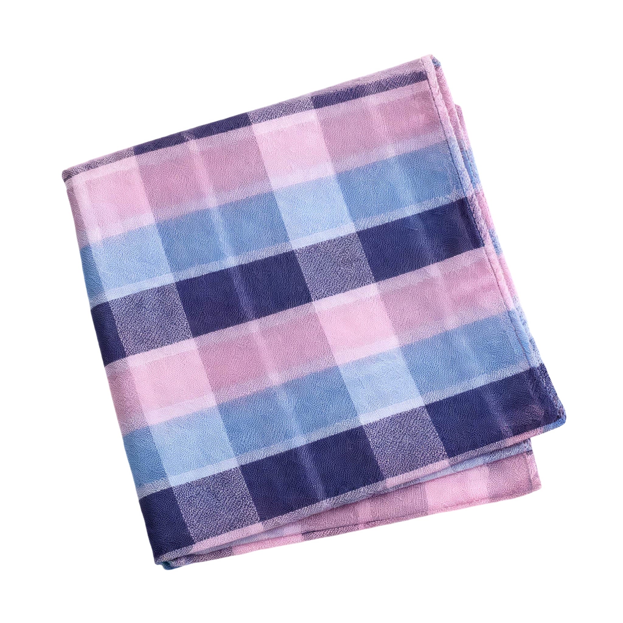 Pink Blue Plaid Pocket Square