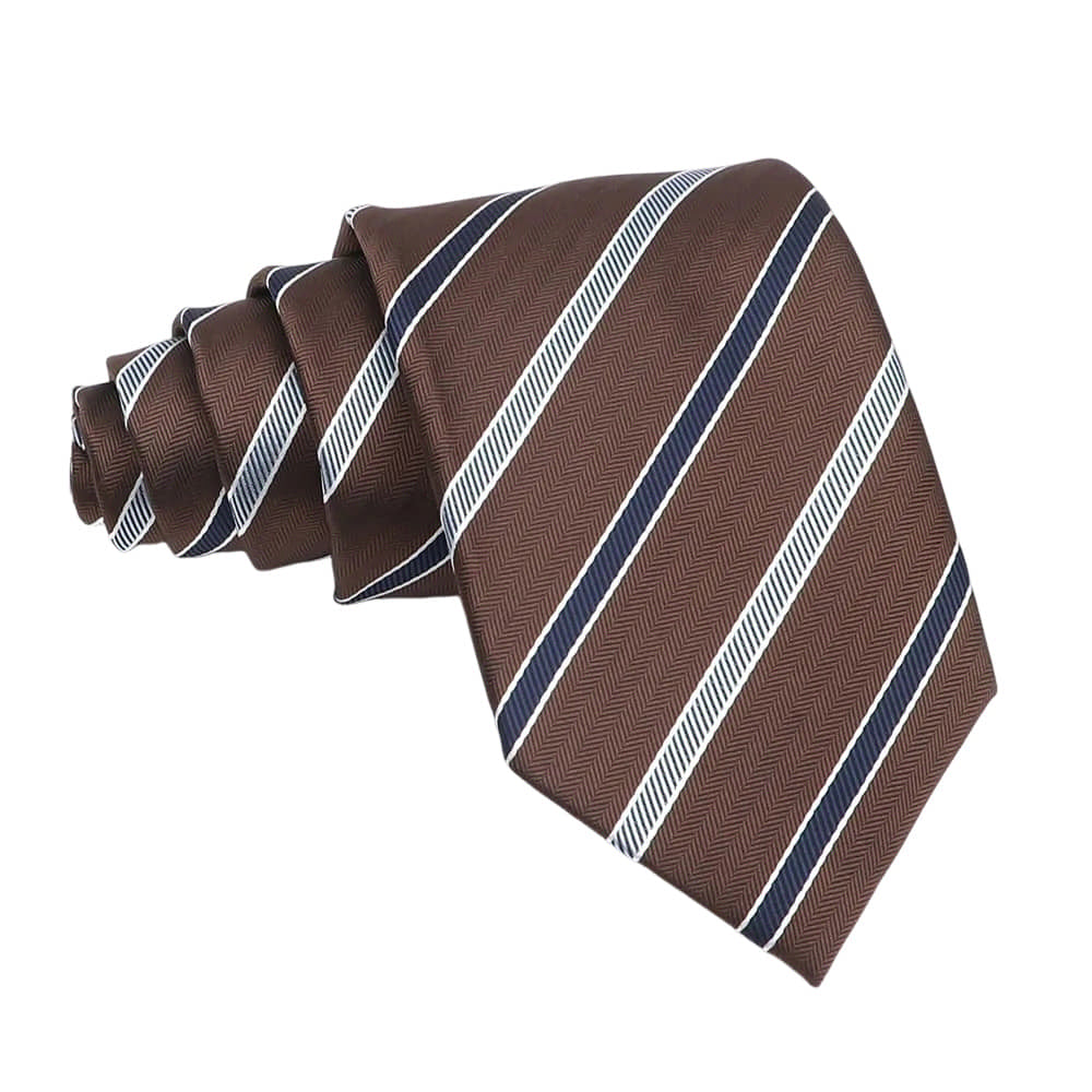 Brown Blue Striped Necktie