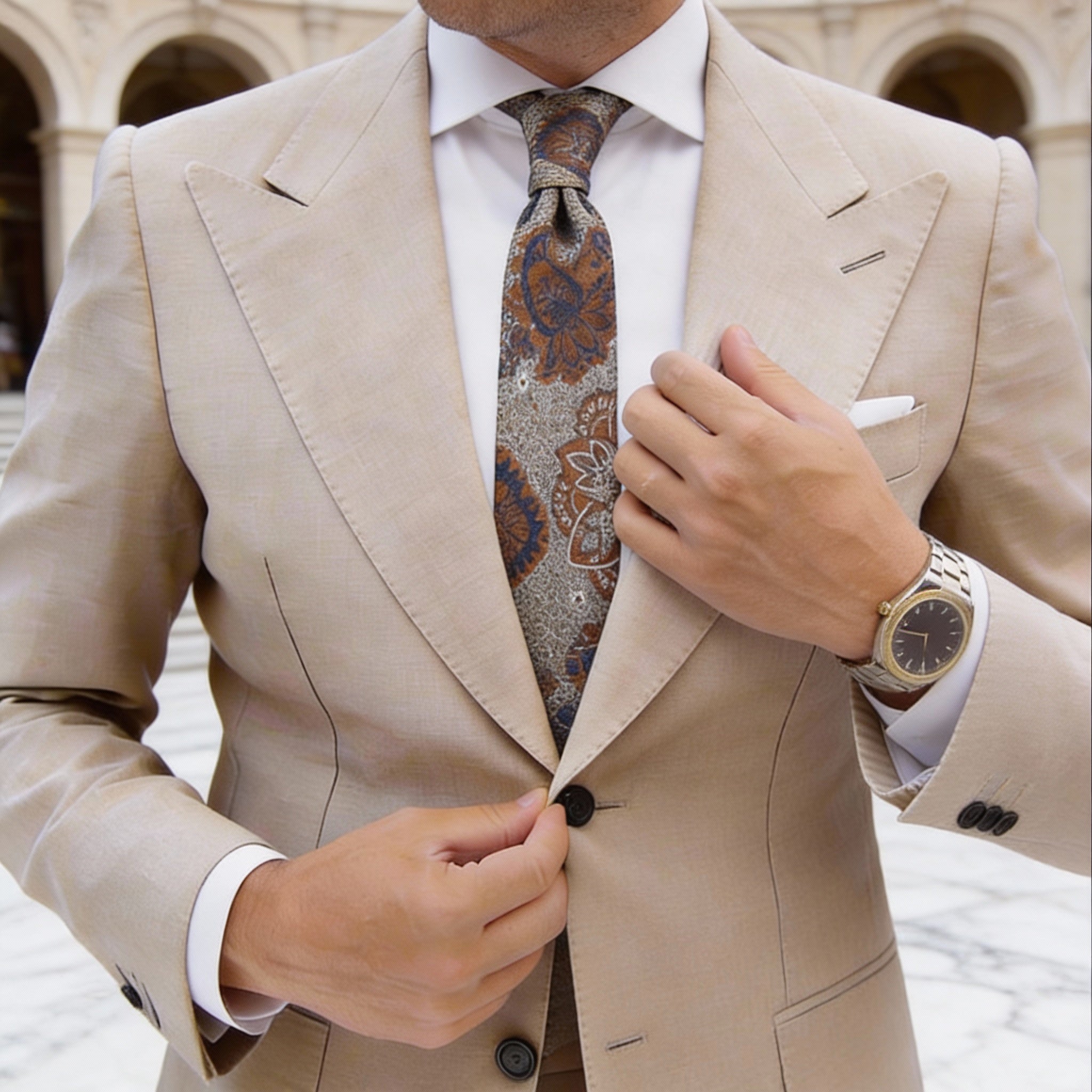 Light Brown with Brown Paisley Necktie