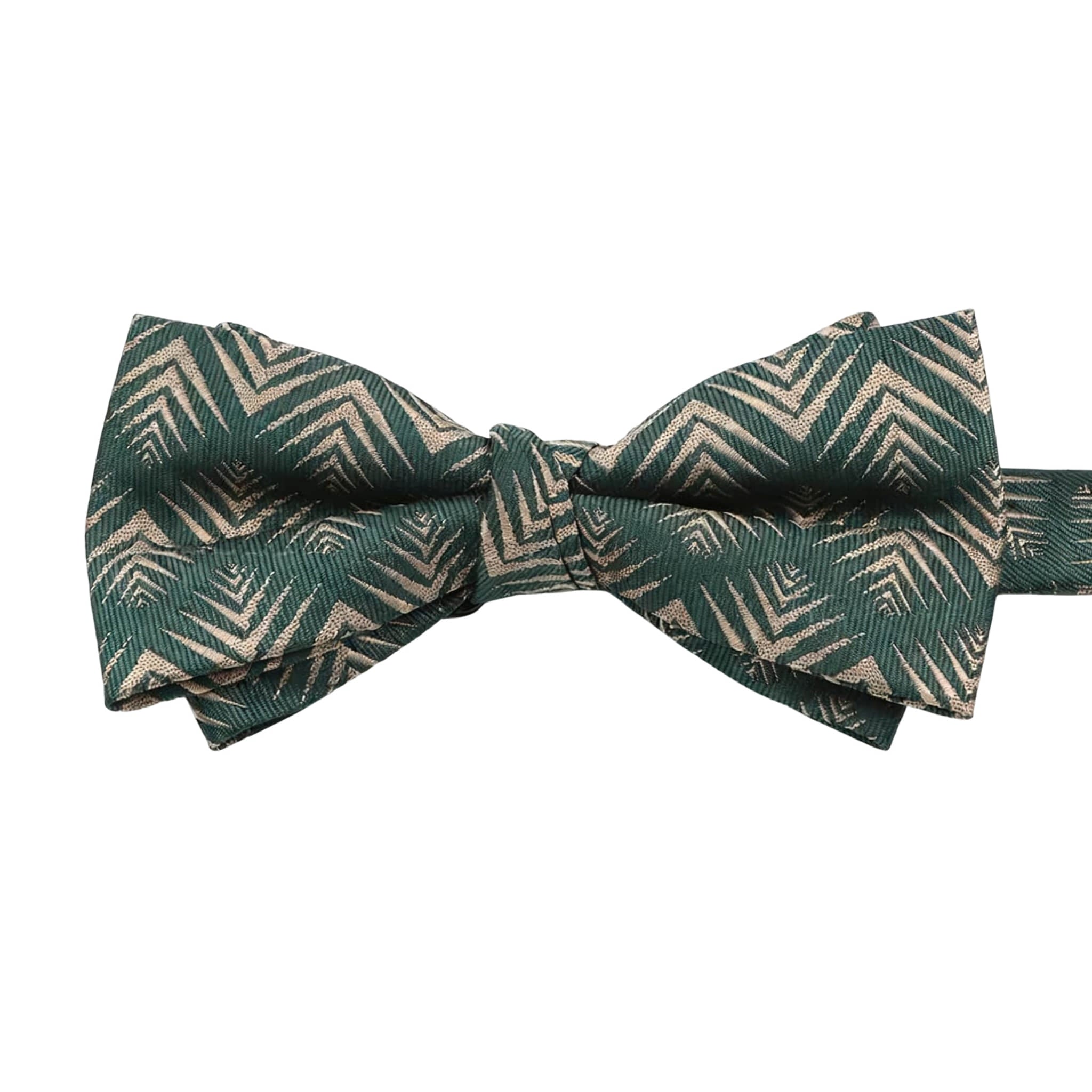 Green Beige Geometric Bowtie