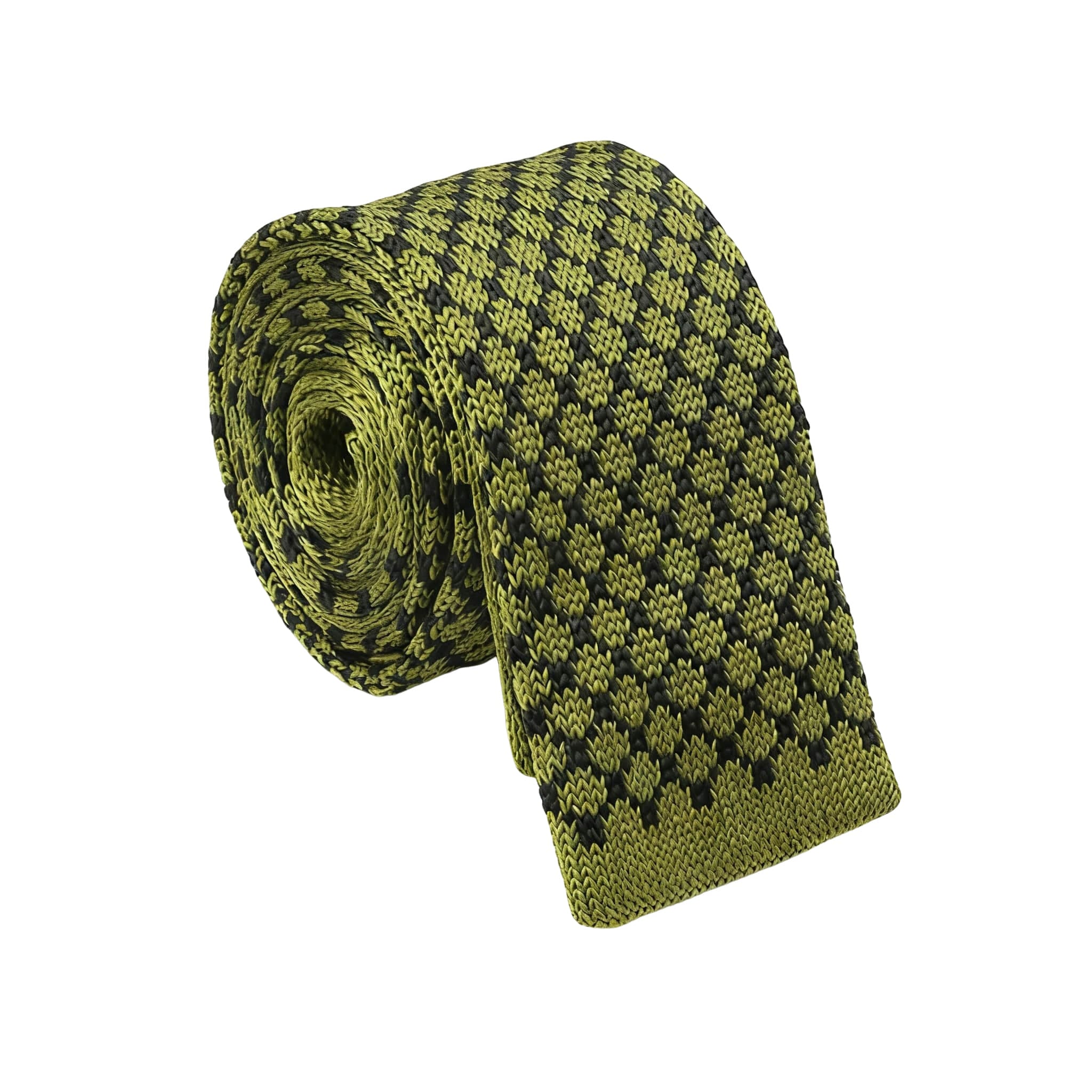 Olive Green Black Checkered Necktie