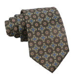 Brown Blue Floral Necktie
