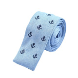 Light Blue Dark Blue Anchor Knitted Necktie