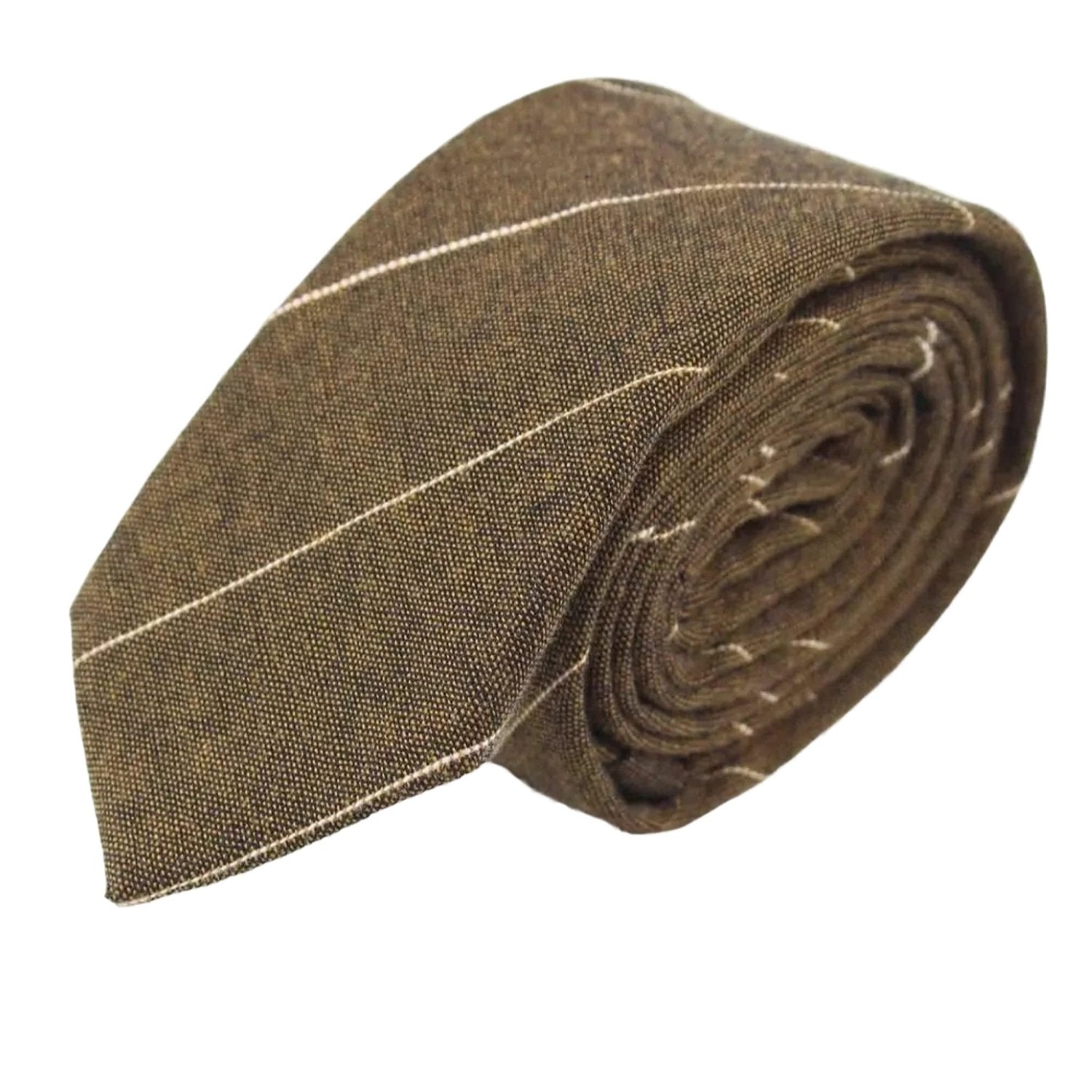 Brown With White Striped Necktie