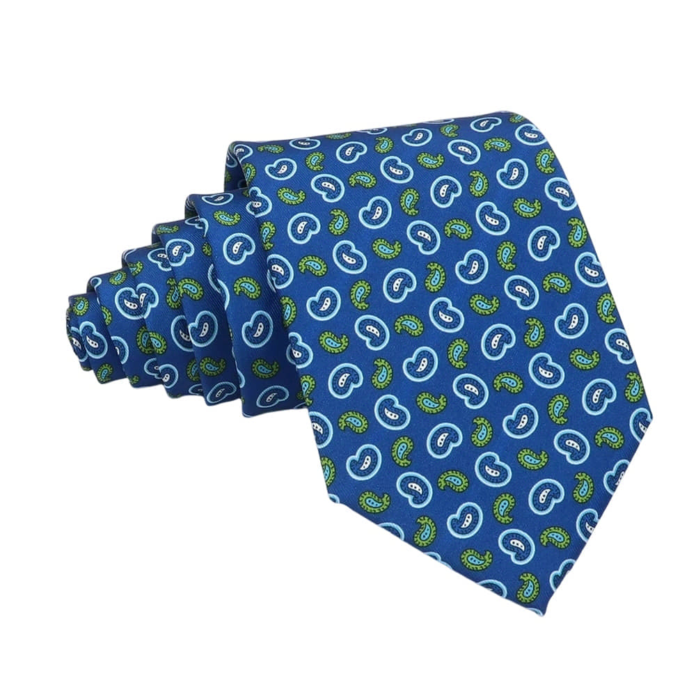 Royal Blue Green Paisley Necktie