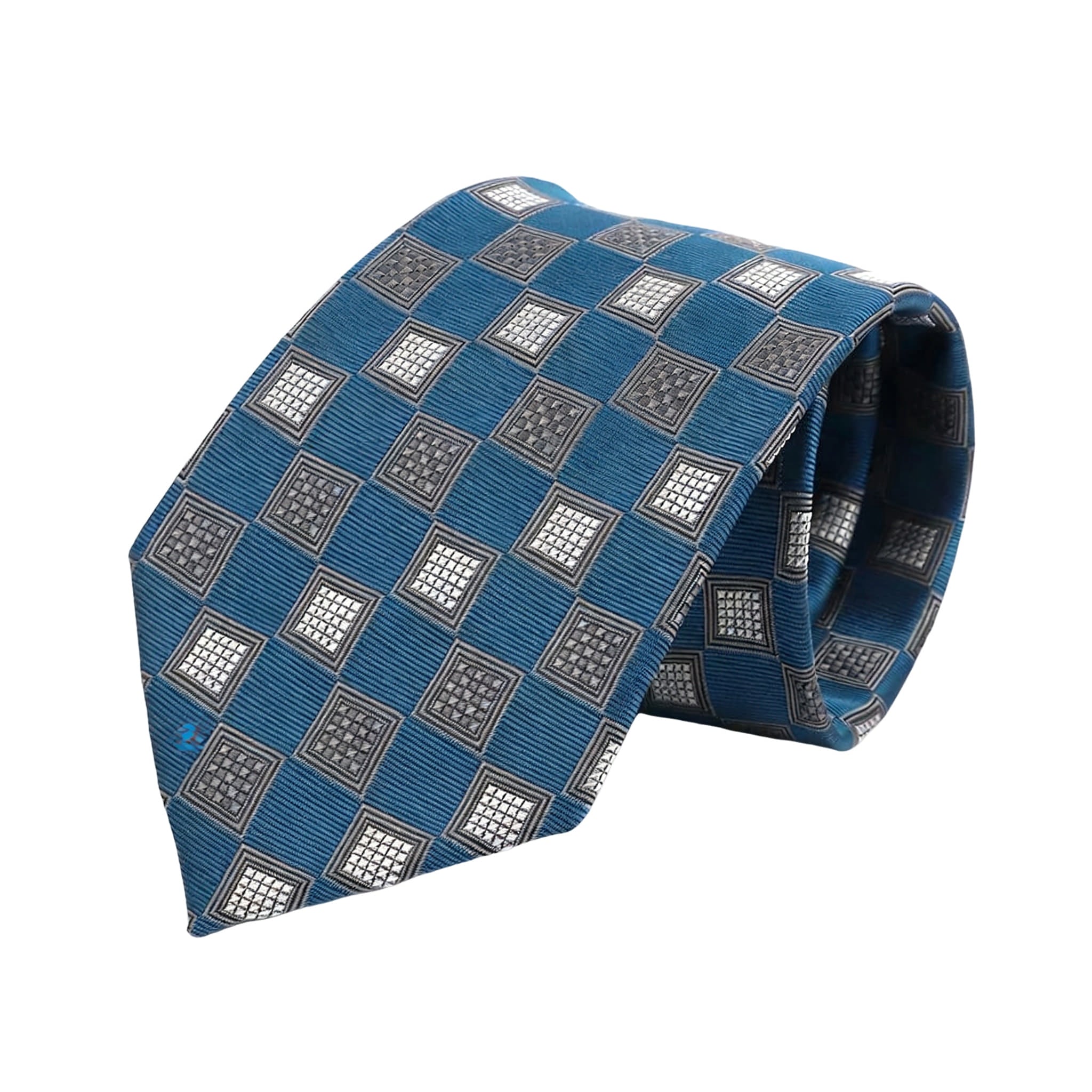 Teal Gray Checkered Necktie
