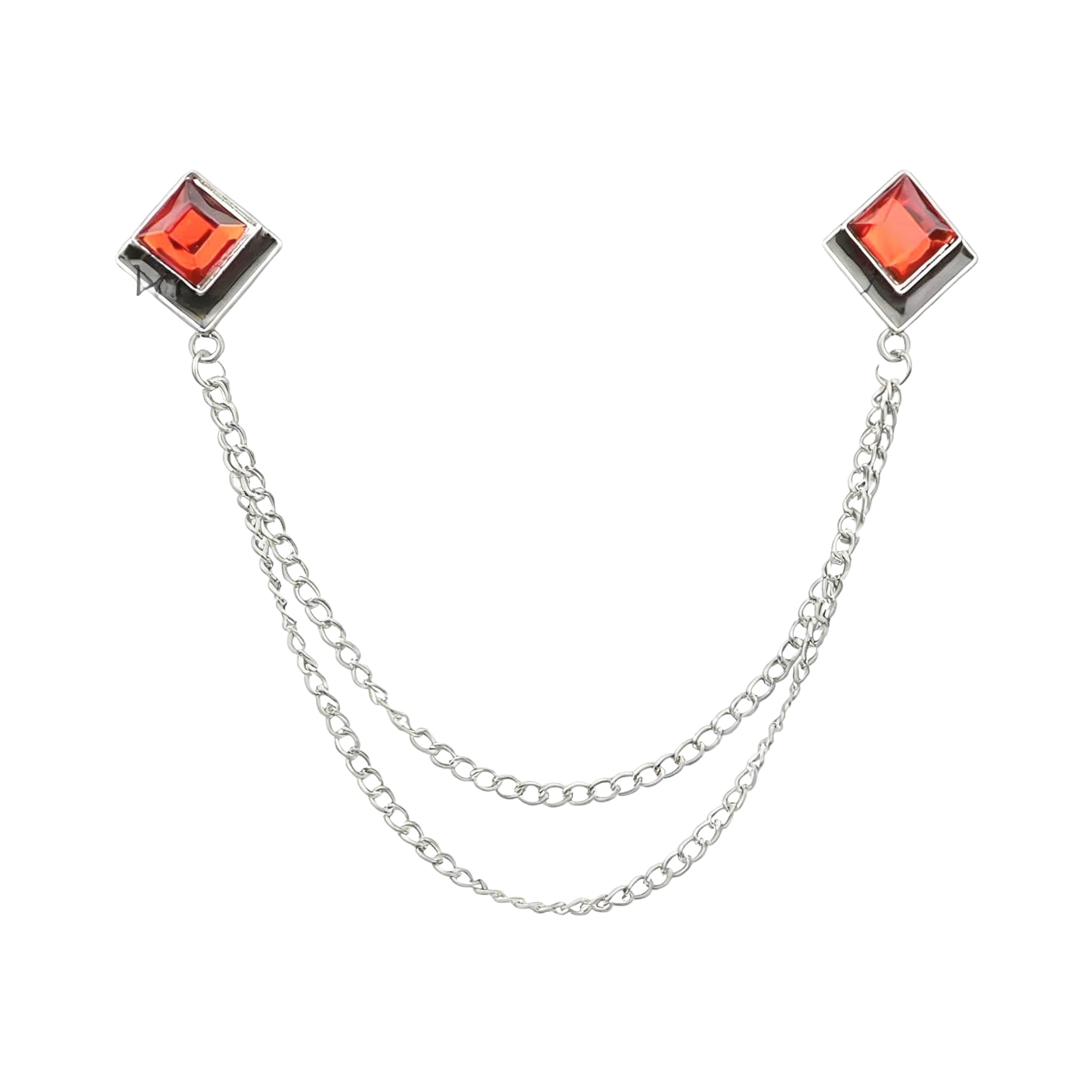 Silver Red Solid Lapel Pin