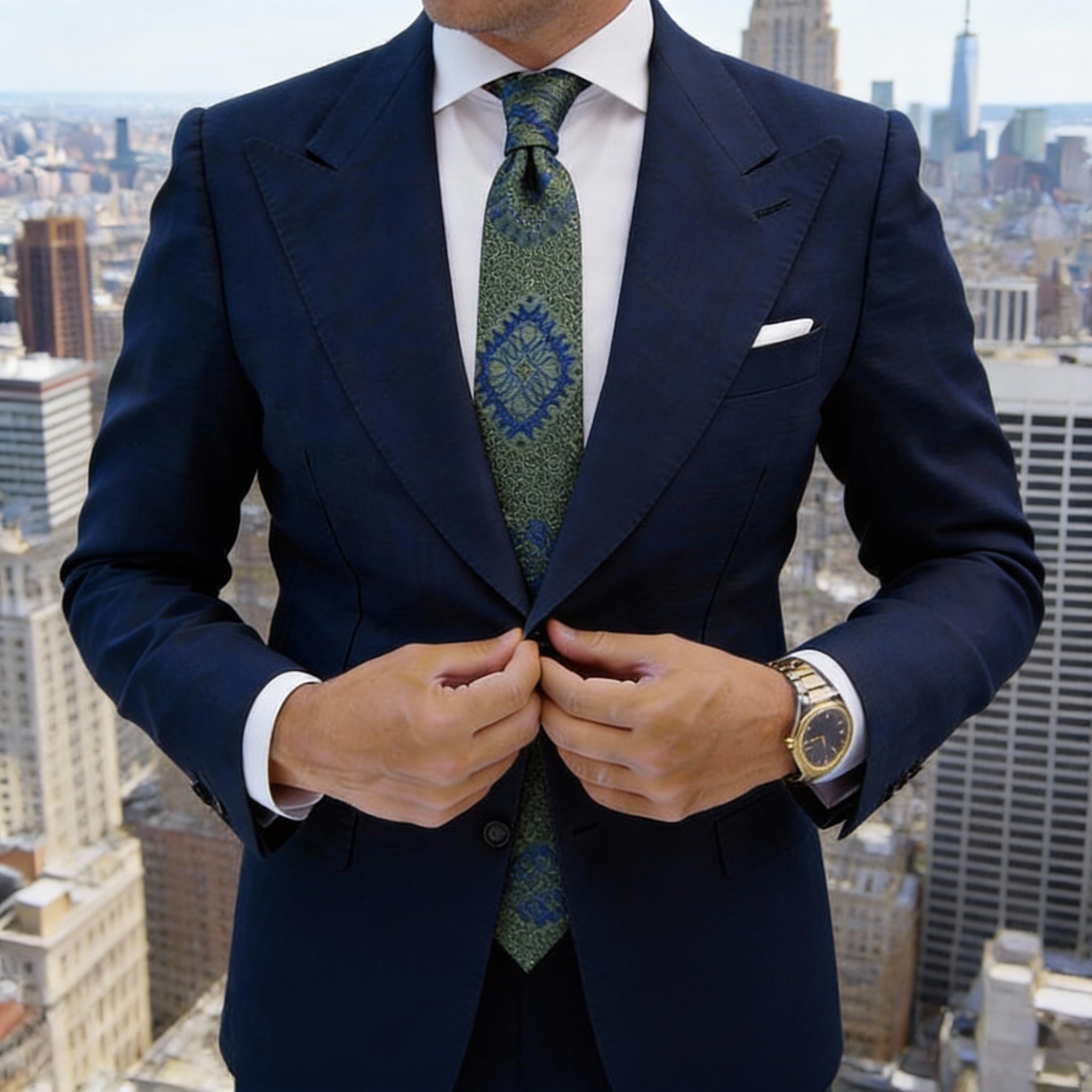 Green With Blue Paisley Necktie