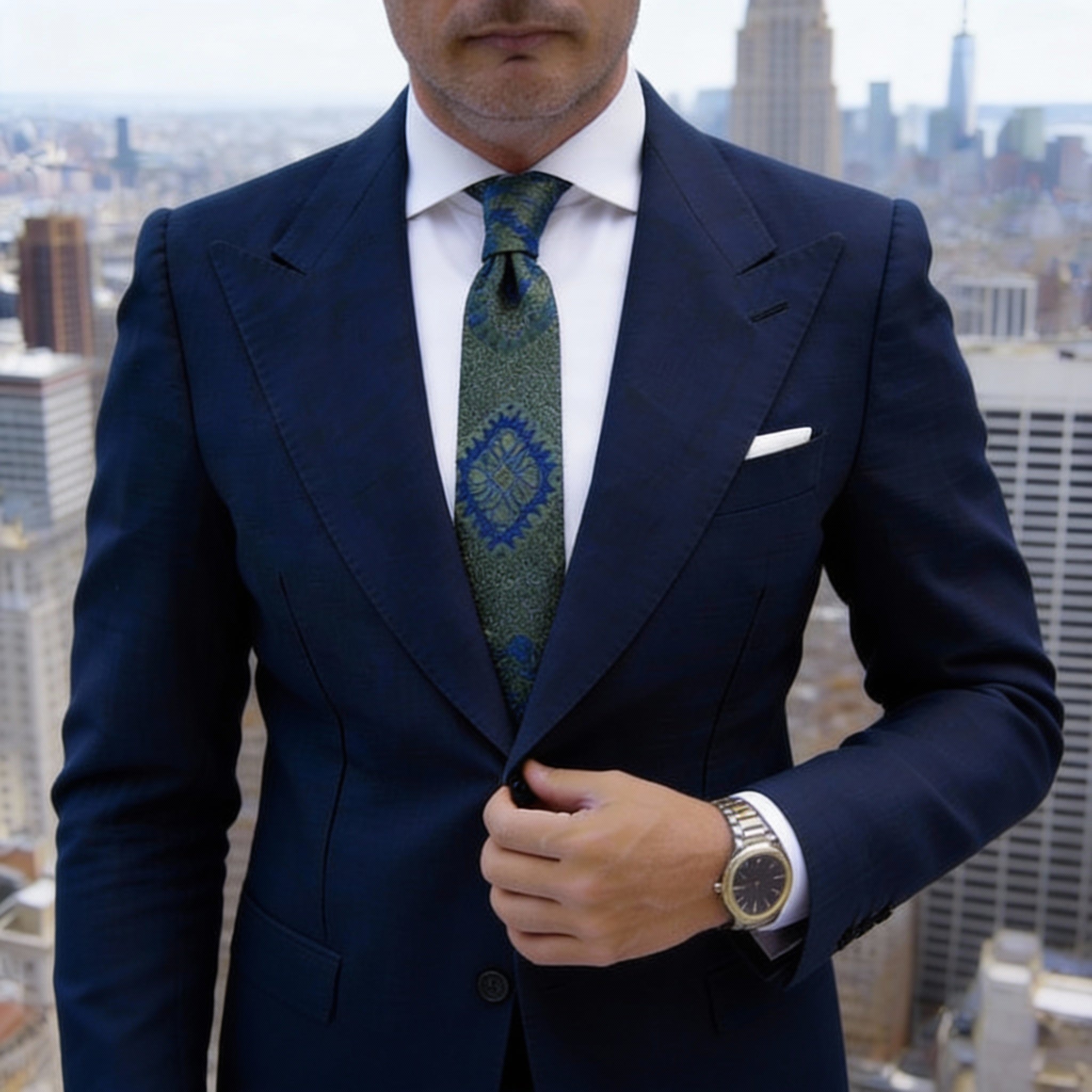 Green With Blue Paisley Necktie