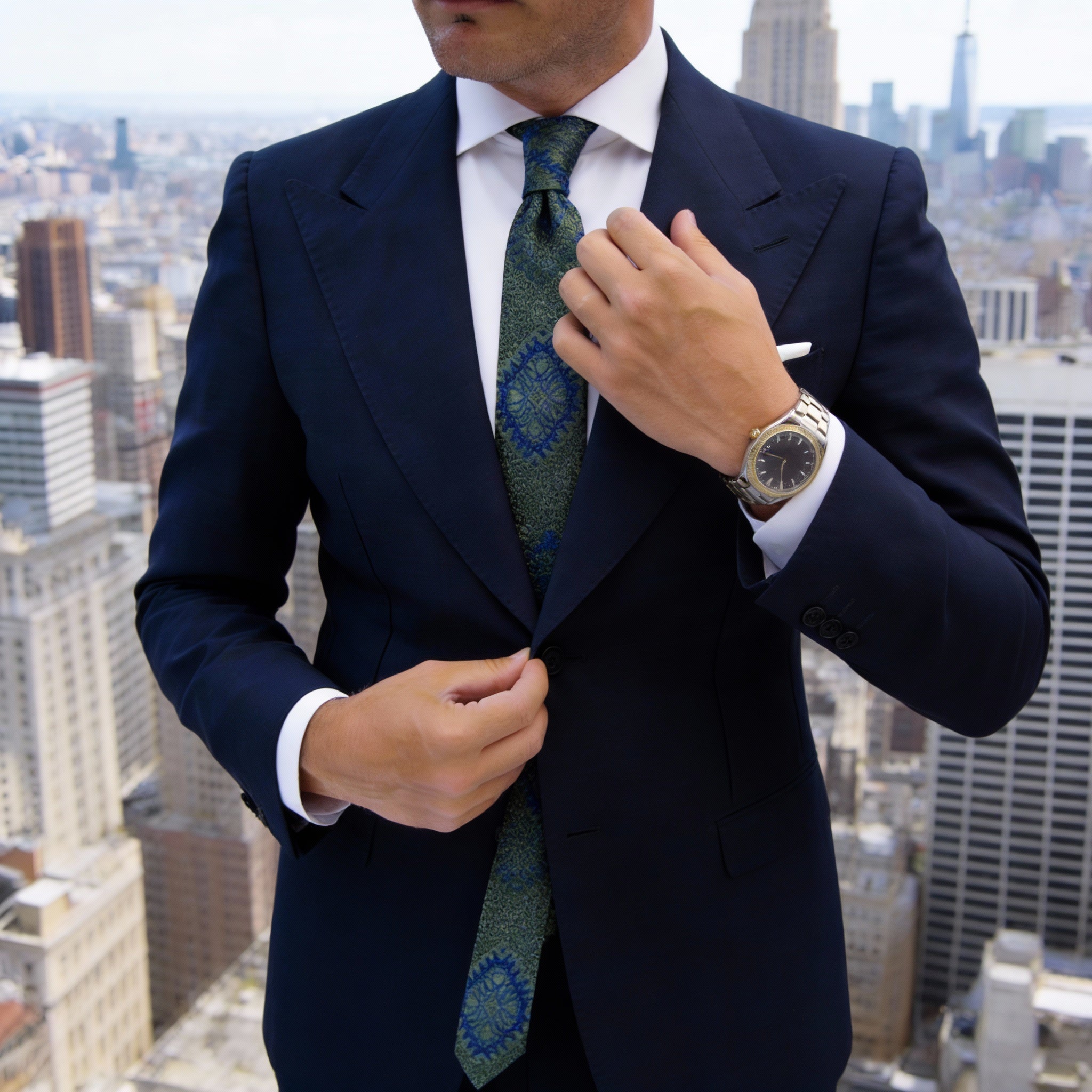 Green With Blue Paisley Necktie