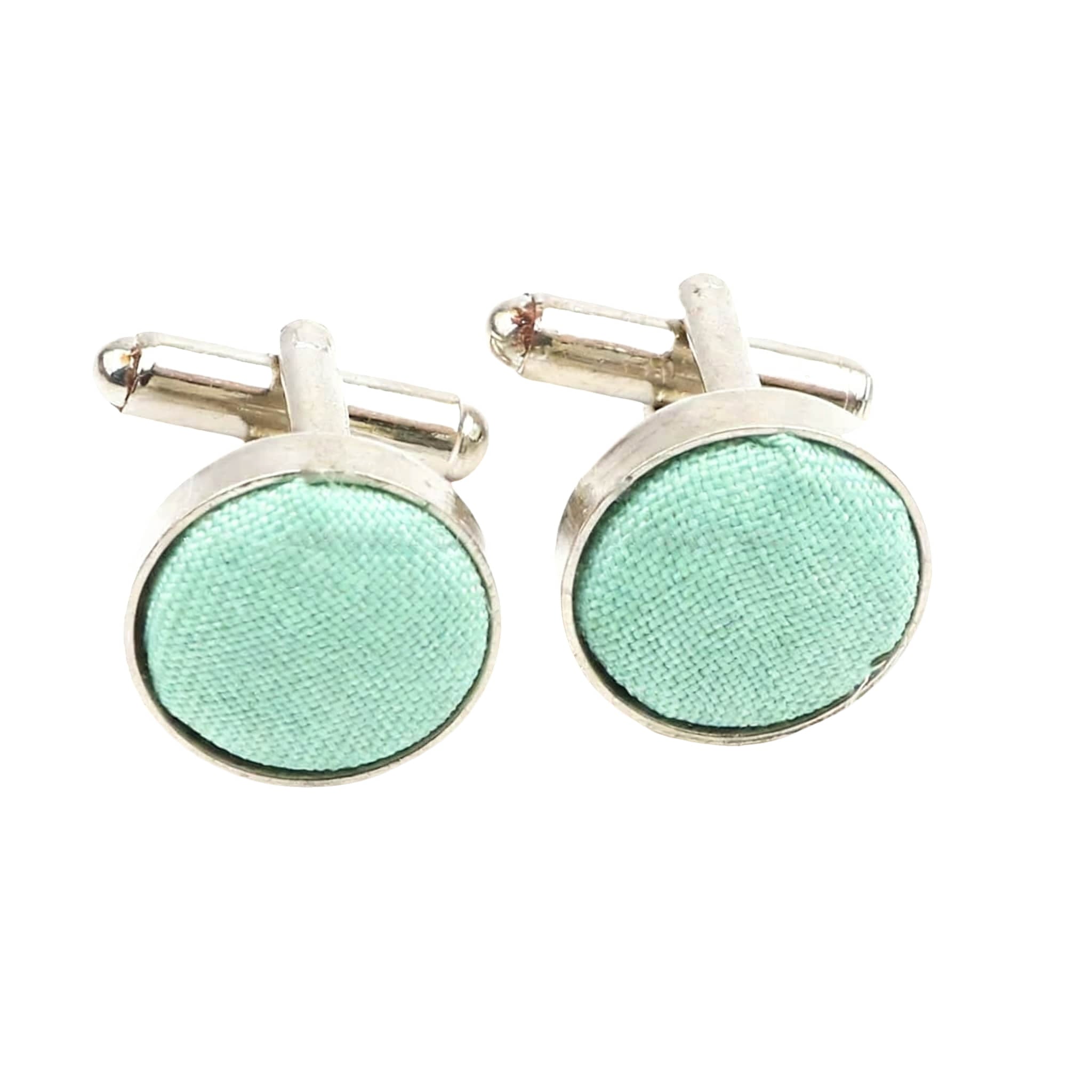 Silver Green Solid Cufflink