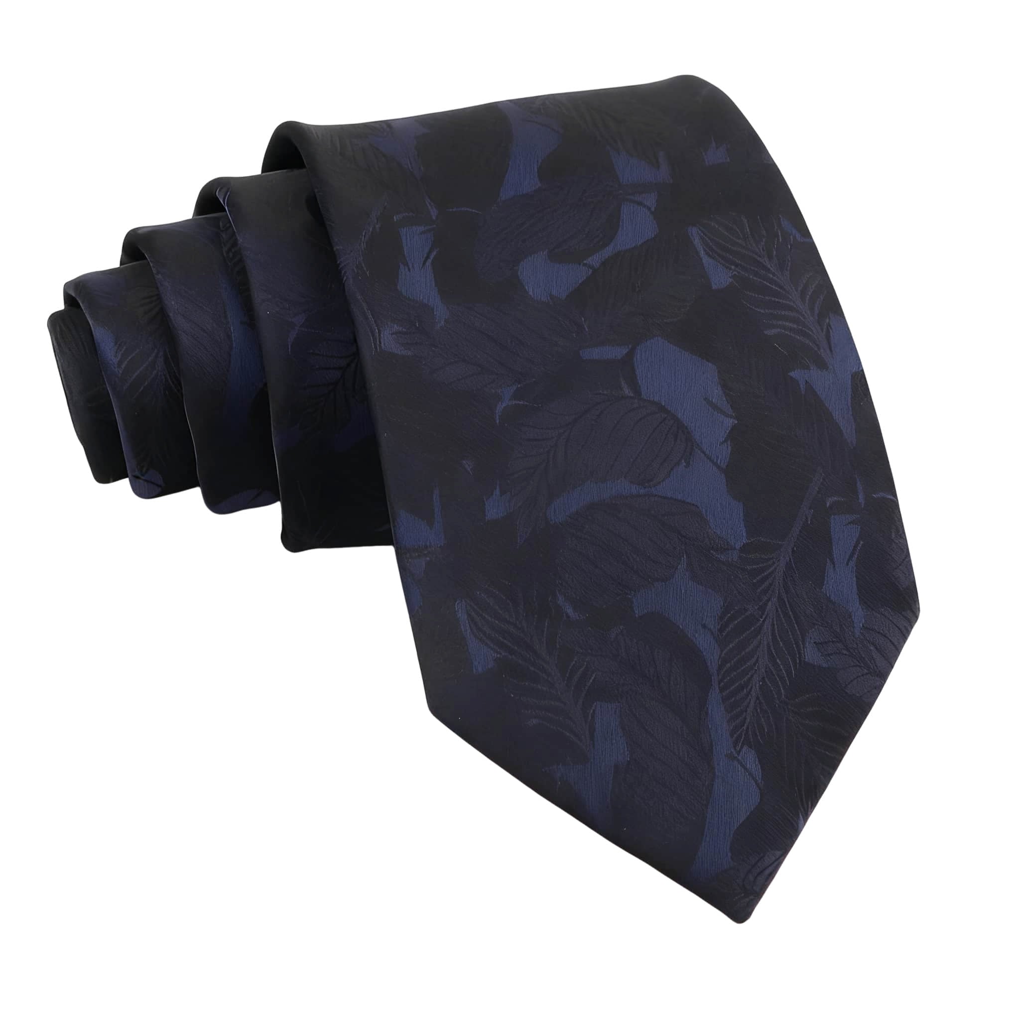 Navy Blue Black Floral Necktie