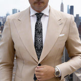 Black With White Gray Paisley Necktie