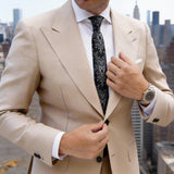 Black With White Gray Paisley Necktie