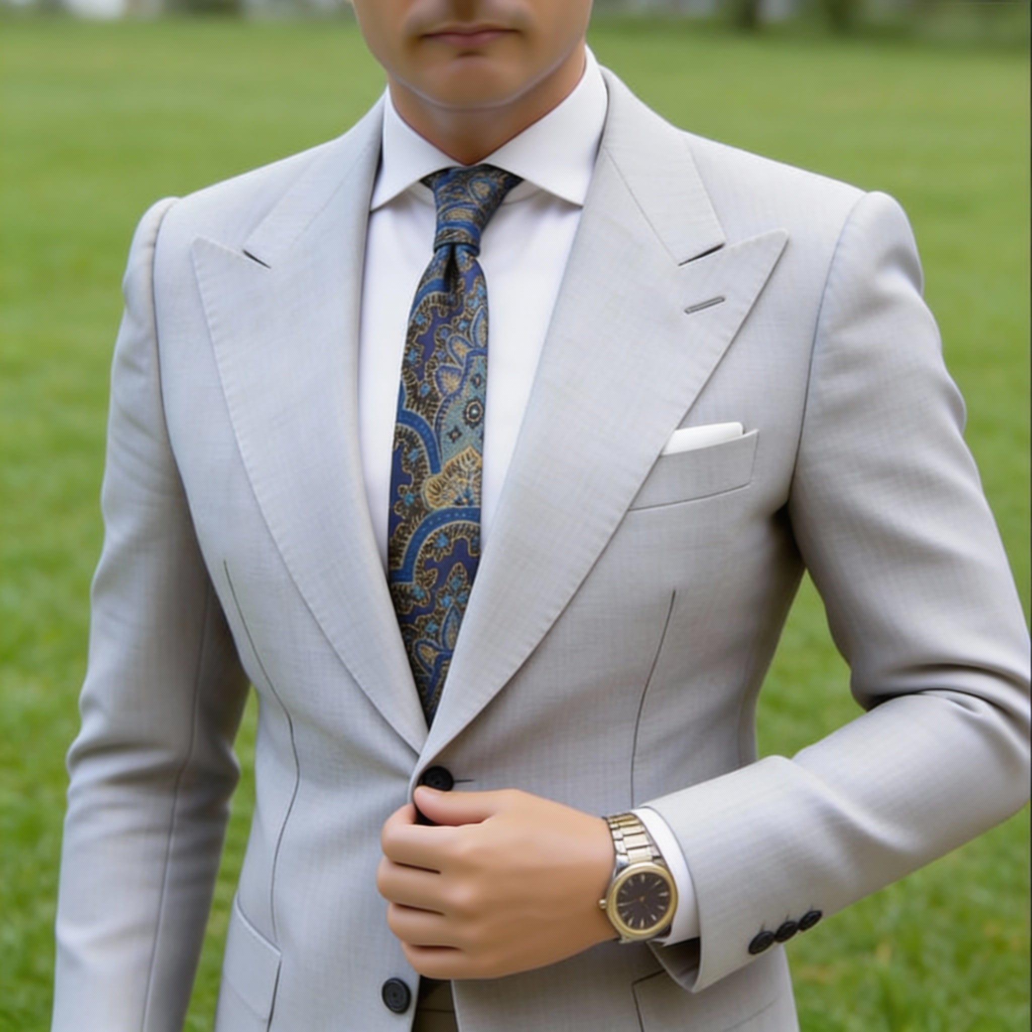 Blue With Gold Paisley Necktie