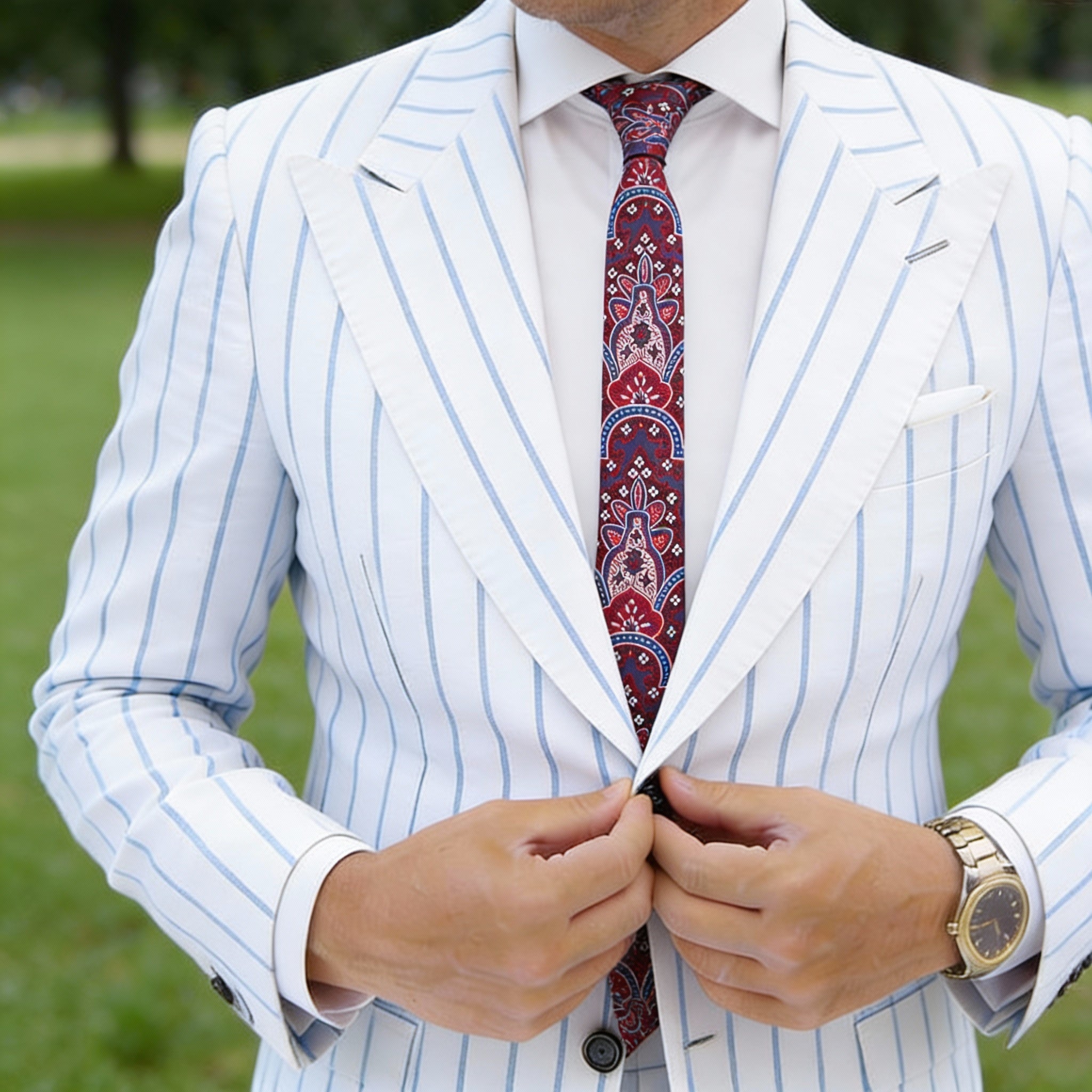 Blue With Red Paisley Necktie