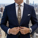 Brown With White And Black Paisley Necktie