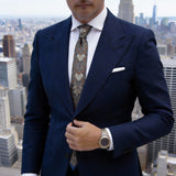 Brown With White And Black Paisley Necktie