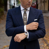 Brown With White And Black Paisley Necktie