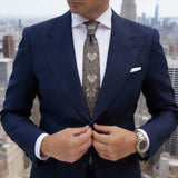 Brown With White And Black Paisley Necktie