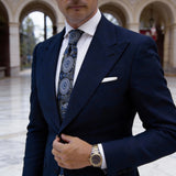 Black With Blue White Paisley Necktie