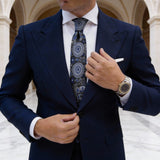 Black With Blue White Paisley Necktie