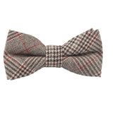 Brown Red Plaid Bow Tie