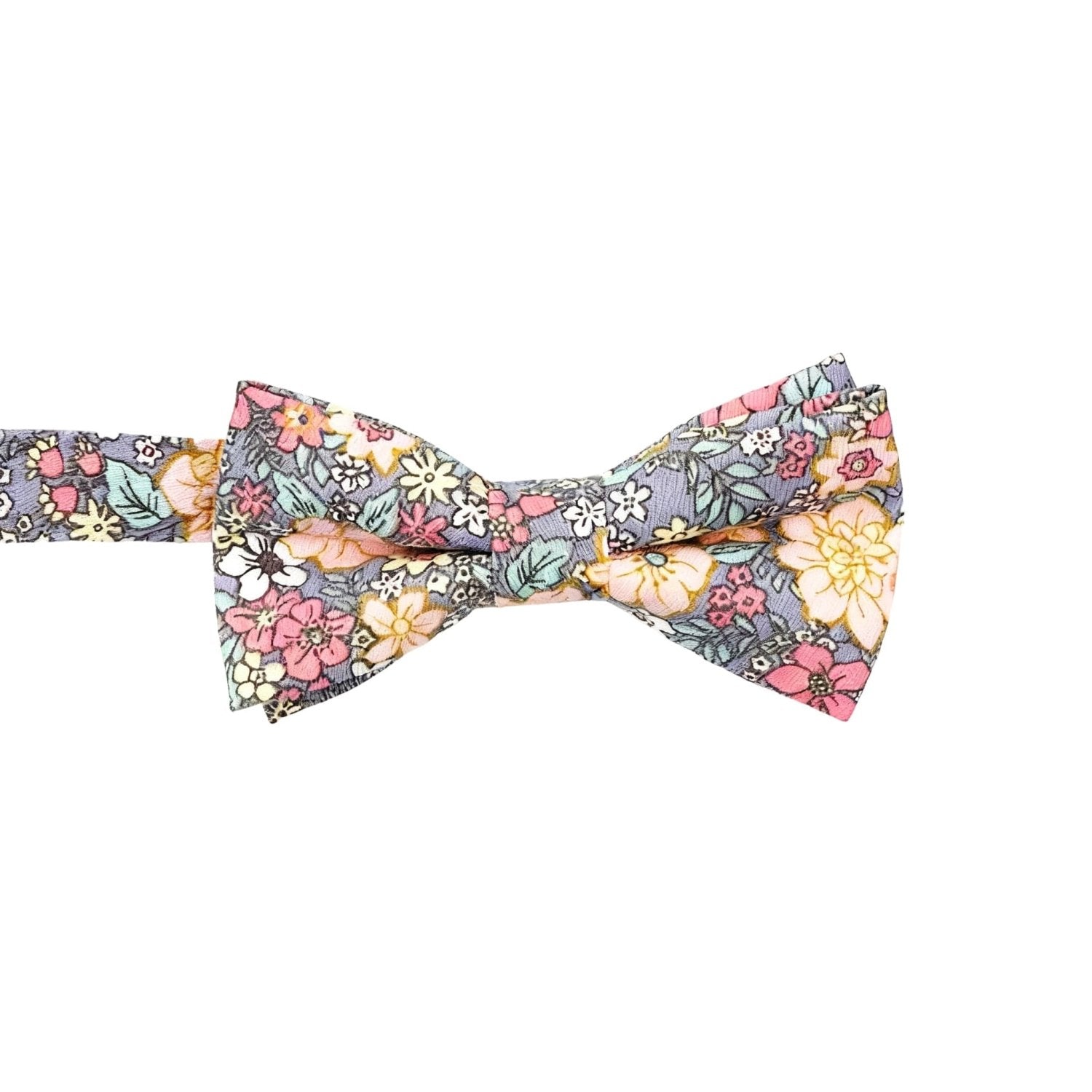 Grayish Purple With Colorful Floral Bowtie