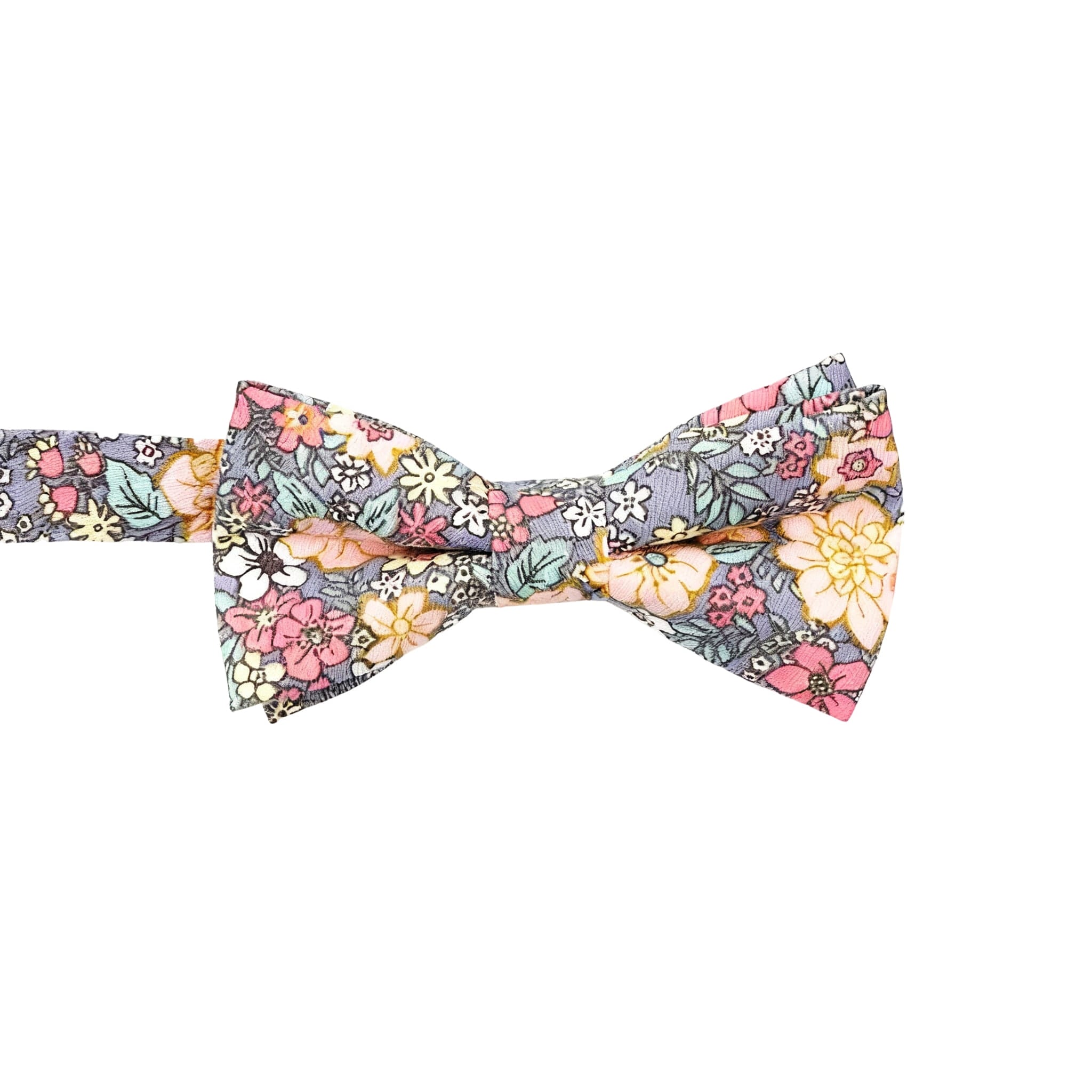 Gray Pink Floral Bowtie
