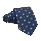 Navy Blue Brown Geometric Necktie