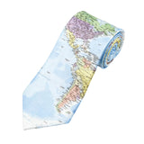 Light Blue Multicolor Map Necktie