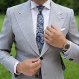 Black With Blue White Paisley Necktie