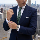 Green With White Paisley Necktie