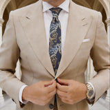Dark Blue with Gold and Light Blue Paisley Necktie