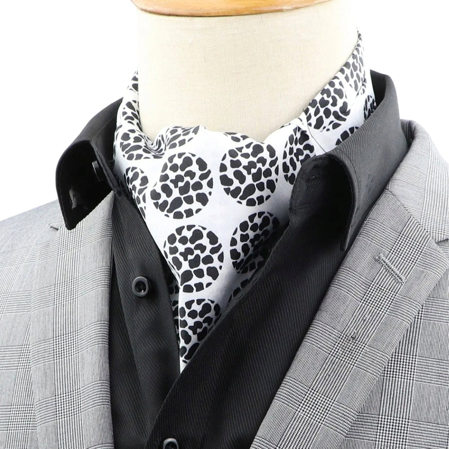 White With Black Leopard Necktie