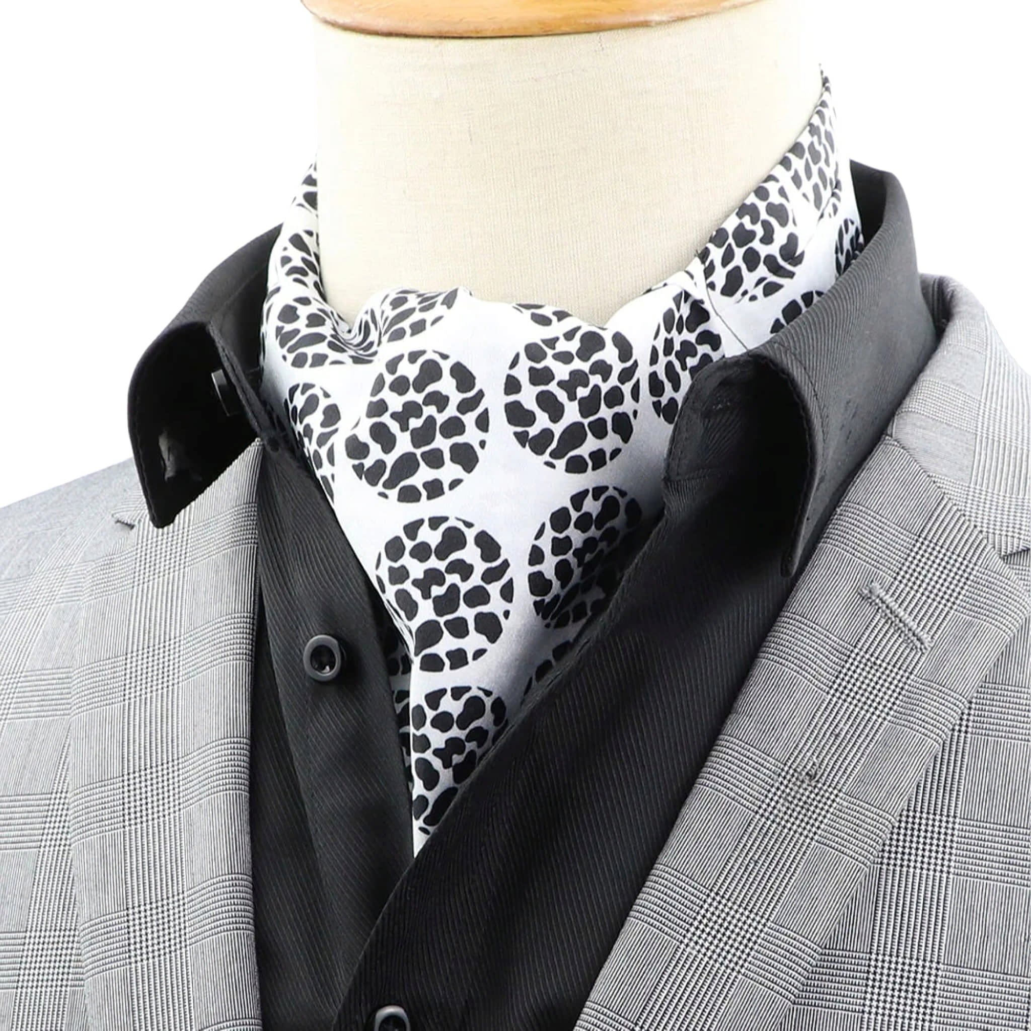 White Black Polka Dot Ascot