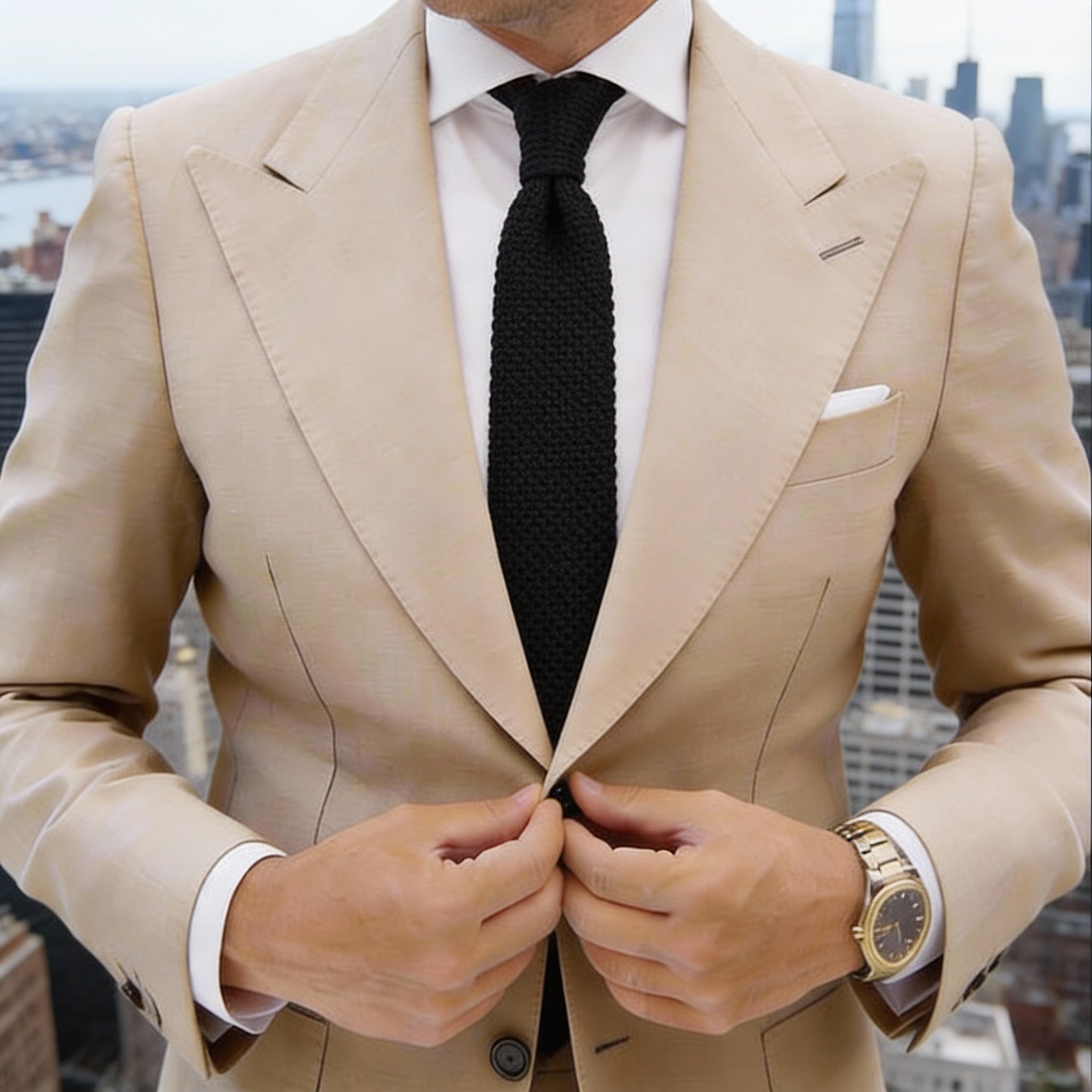 Black with Black Knitted Necktie