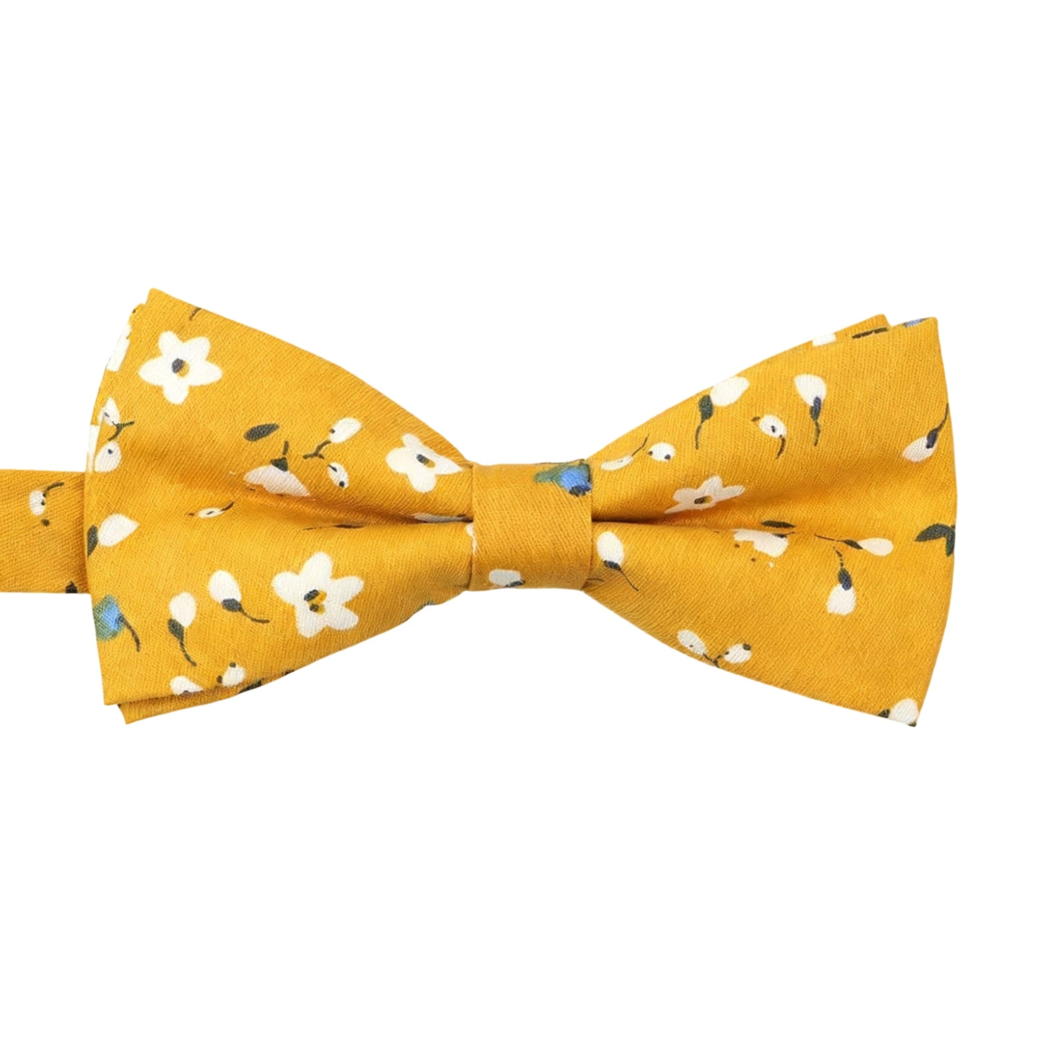 Mustard Yellow White Floral Bowtie