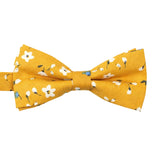 Mustard Yellow White Floral Bowtie