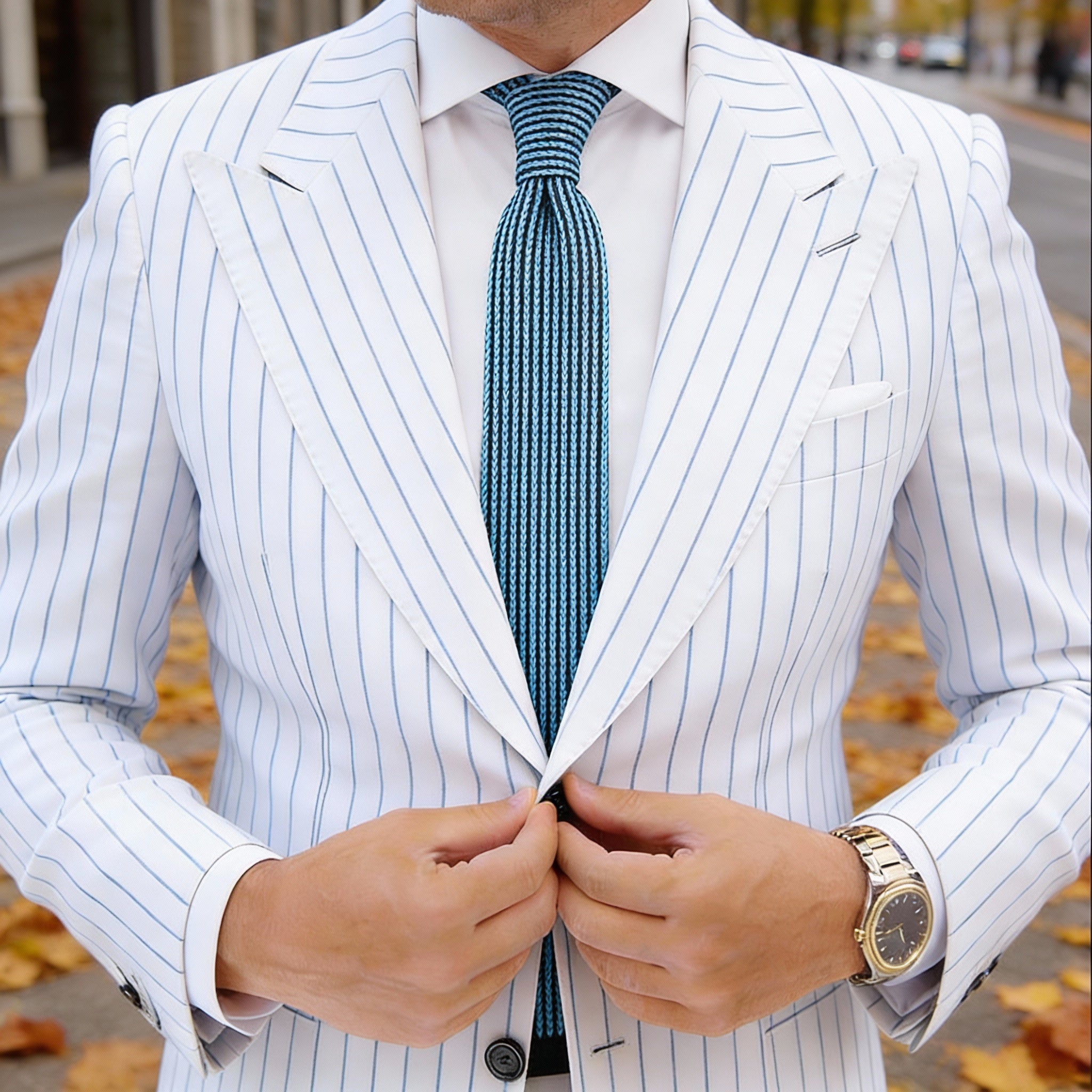 Black With Blue Striped Necktie