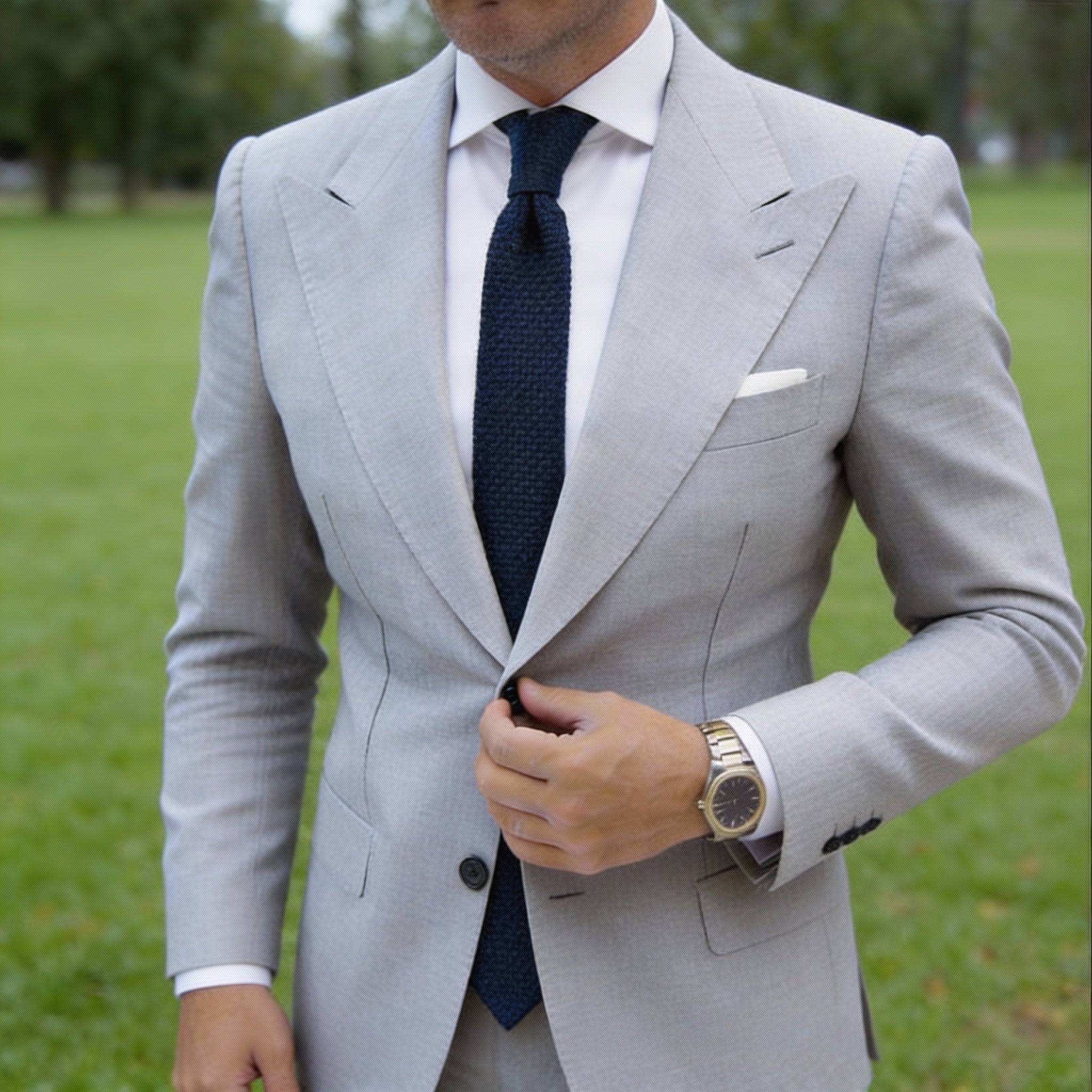 Dark Blue Solid Knitted Necktie