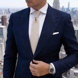 Beige with Diamond Pattern Knitted Necktie