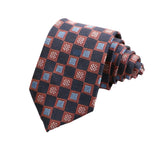 Navy Blue Orange Square Necktie