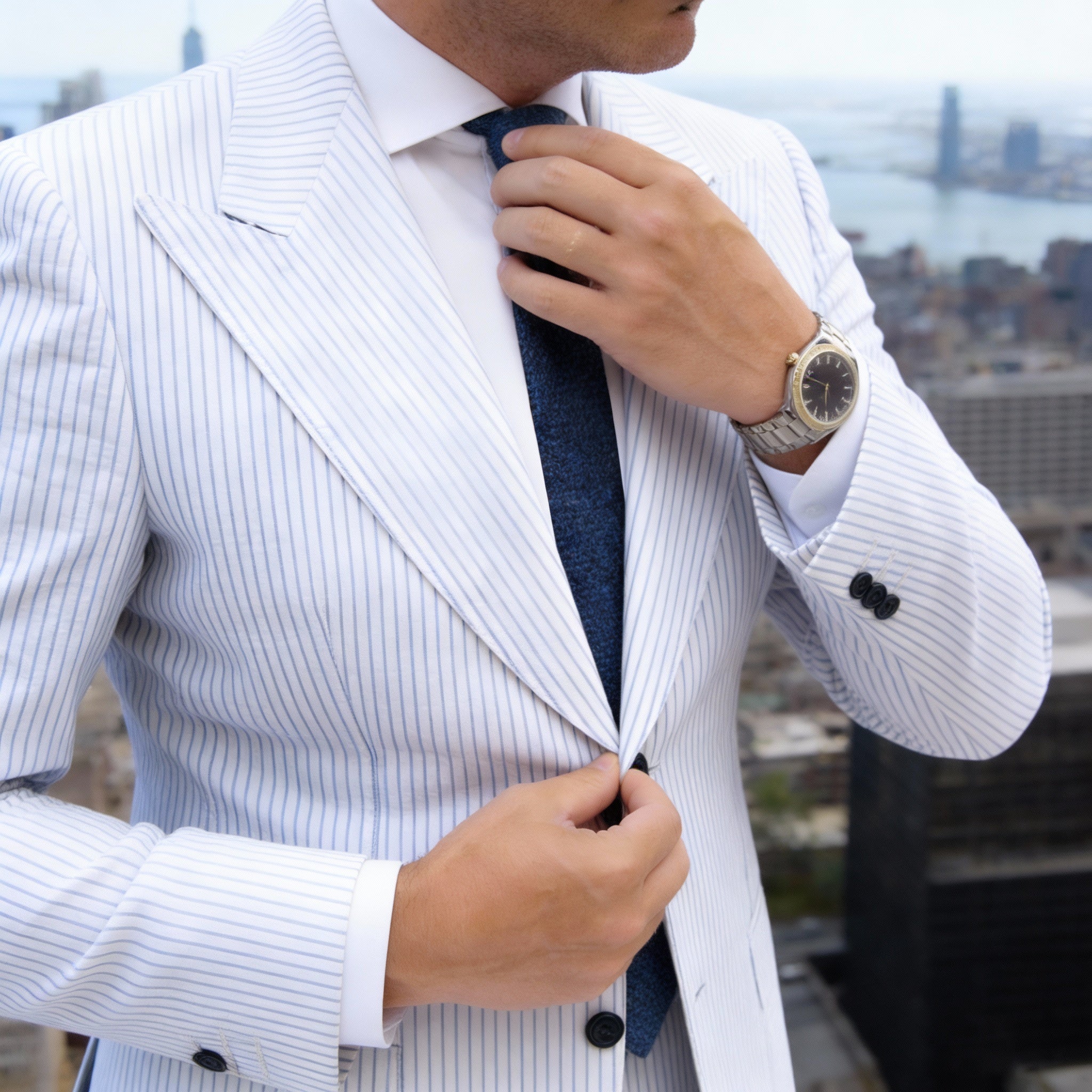 Blue with Blue Diamond - Shaped Knitted Necktie