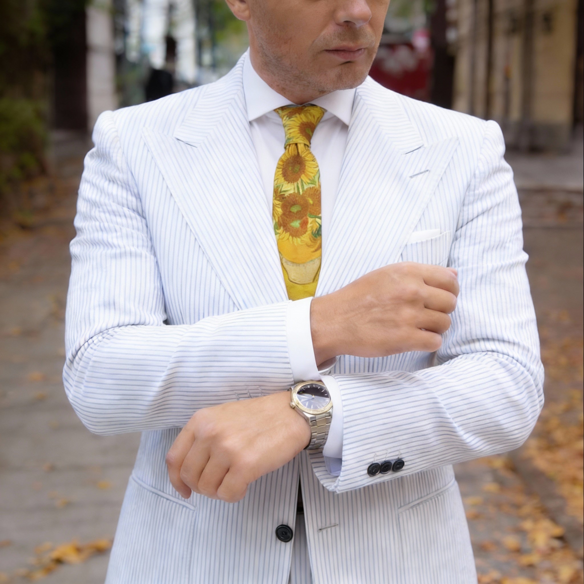 Yellow With Brown Sunflowers Necktie