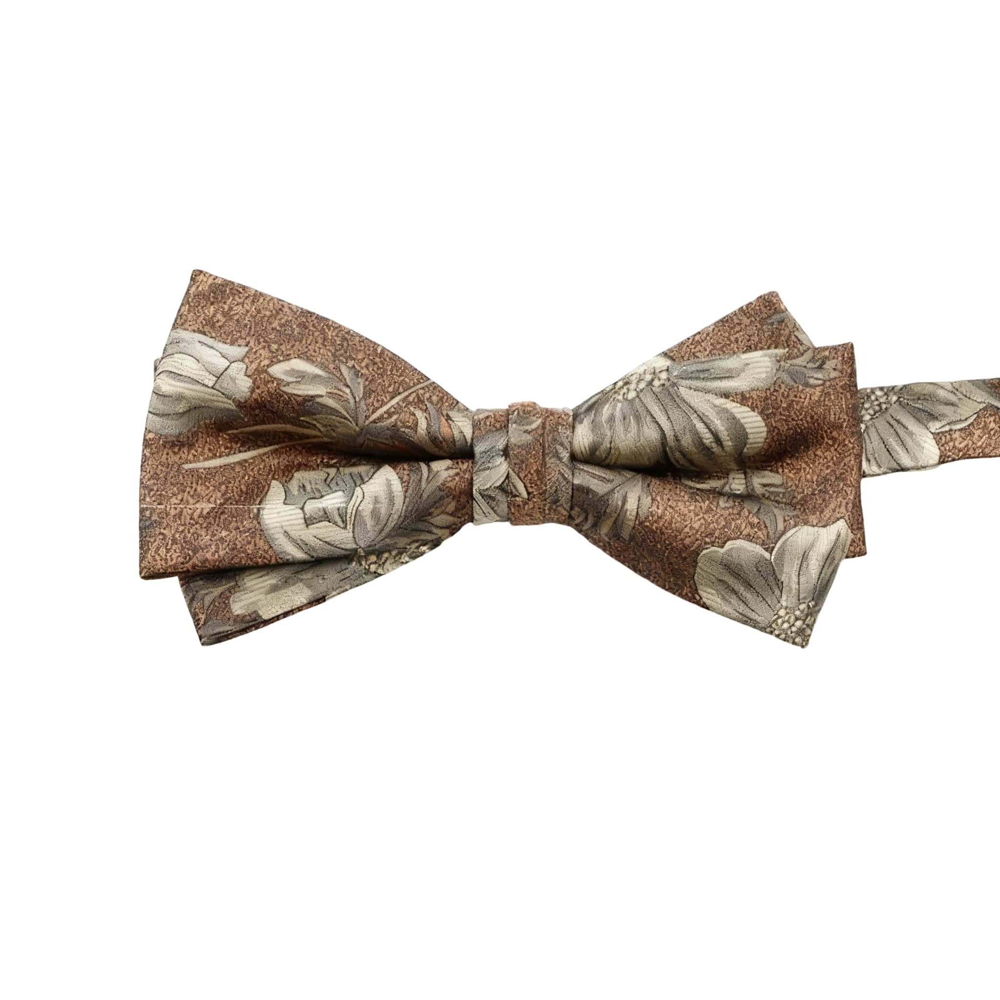 Brown Gray Floral Bowtie